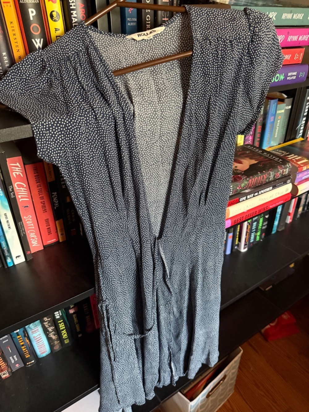 ROLLA'S Navy and White Polka Dot Wrap Dress